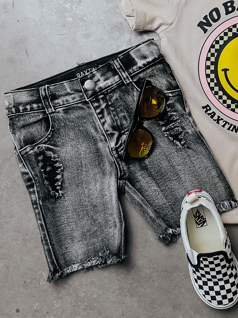 WASHED OUT BLACK SHORTS | Raxtin Clothing Co
