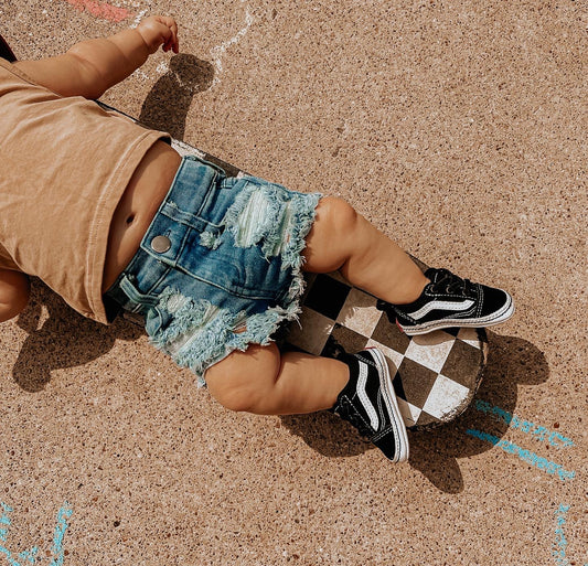 MEDIUM WASH BLUE SHORTIES | Raxtin Clothing Co