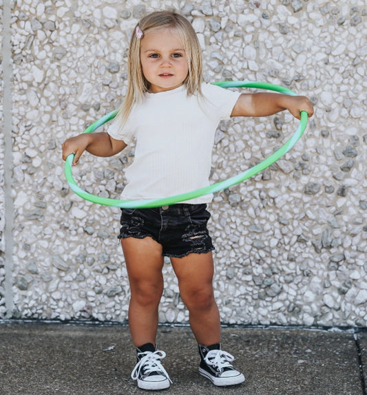 GIRLS DISTRESSED BLACK DENIM SHORTS | Raxtin Clothing Co - Raxtin Clothing Co