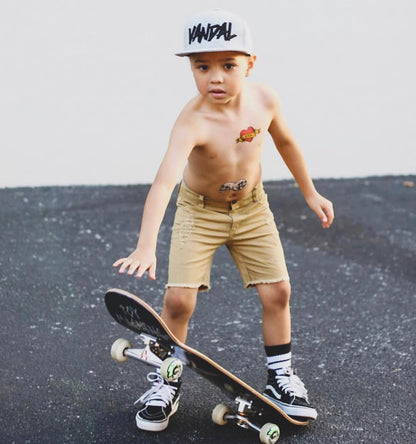 BOYS KHAKI DENIM SHORTS | Raxtin Clothing Co - Love Sick Threads