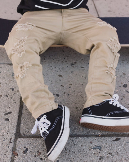 KHAKI DISTRESSED SKINNIES | Raxtin Clothing co. - Raxtin Clothing Co