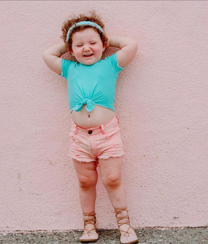 GIRLS BLUSH DENIM SHORTIES | Raxtin Clothing Co - Love Sick Threads