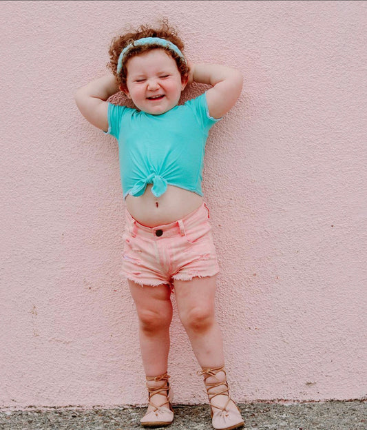 GIRLS BLUSH DENIM SHORTIES | Raxtin Clothing Co - Love Sick Threads