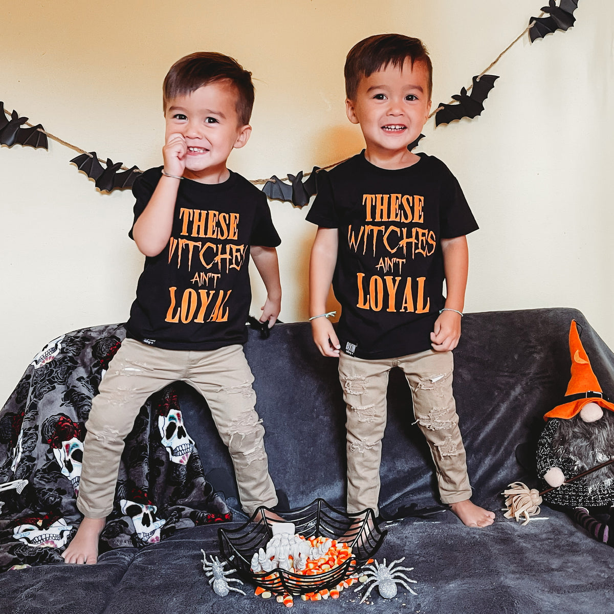 THESE WITCHES AINT LOYAL HALLOWEEN  KIDS T SHIRT | Raxtin Clothing Co - Raxtin Clothing Co