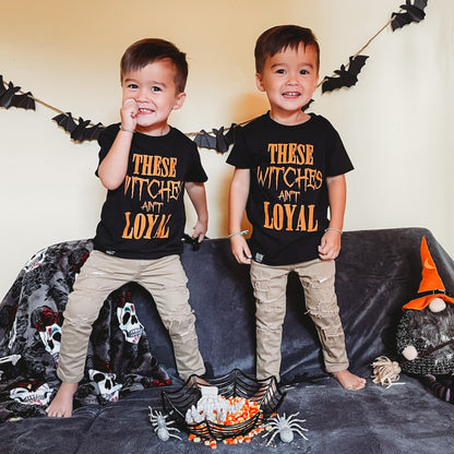 THESE WITCHES AINT LOYAL HALLOWEEN  KIDS T SHIRT | Raxtin Clothing Co - Raxtin Clothing Co