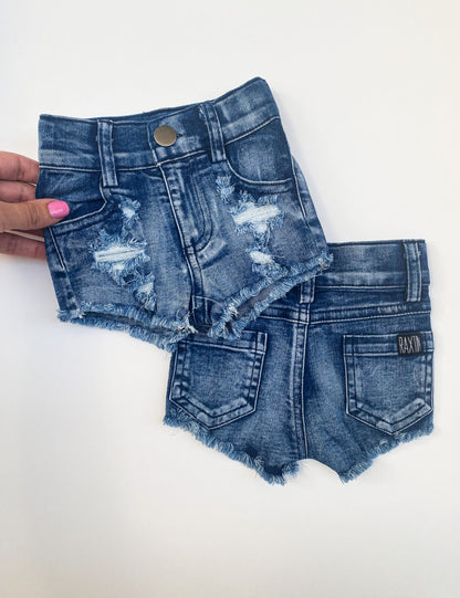 GIRLS DISTRESSED DENIM SHORTIES | Raxtin Clothing Co - Raxtin Clothing Co