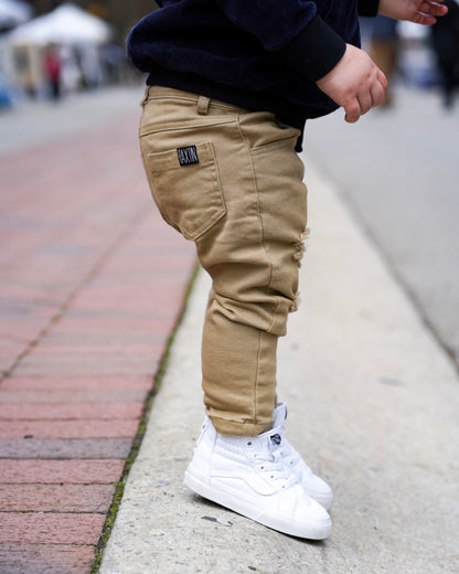 Khaki distressed skinnies | Raxtin clothing co - Love Sick Threads