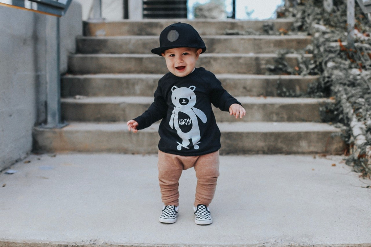 RAXTIN SKATEBOARD BEAR UNISEX CREW NECK | Raxtin Clothing Co. - Love Sick Threads
